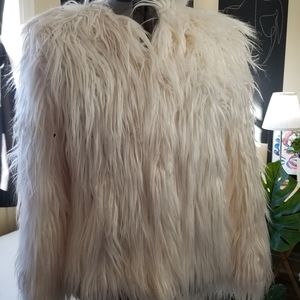 Faux Fur jacket, soft pink/off white, medium